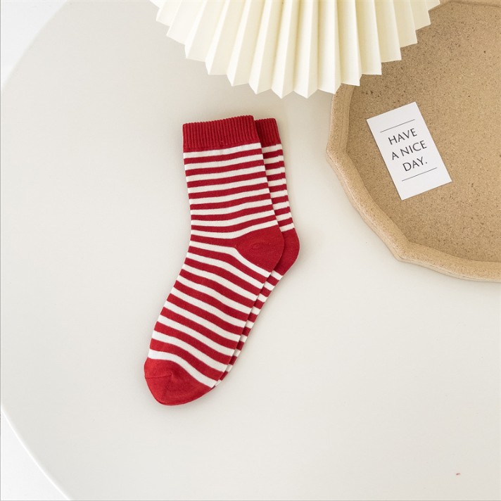 New Year Festive Cotton Socks - Big Red Plaid Trendy Holiday Design